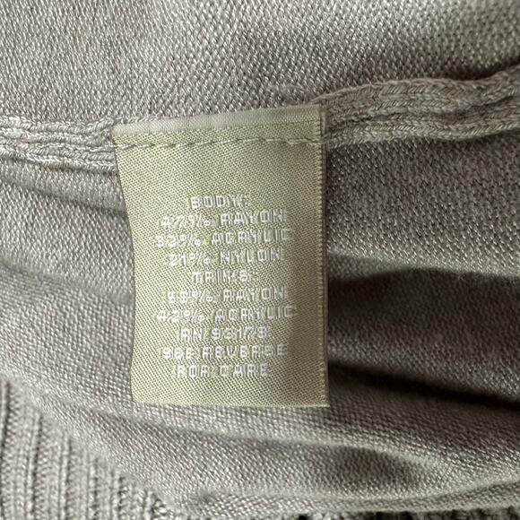 Joan Vass Studio  Cardigan Sweater Womens‎ Open Front Large Beige Oatmeal Rayon - Picture 6 of 7